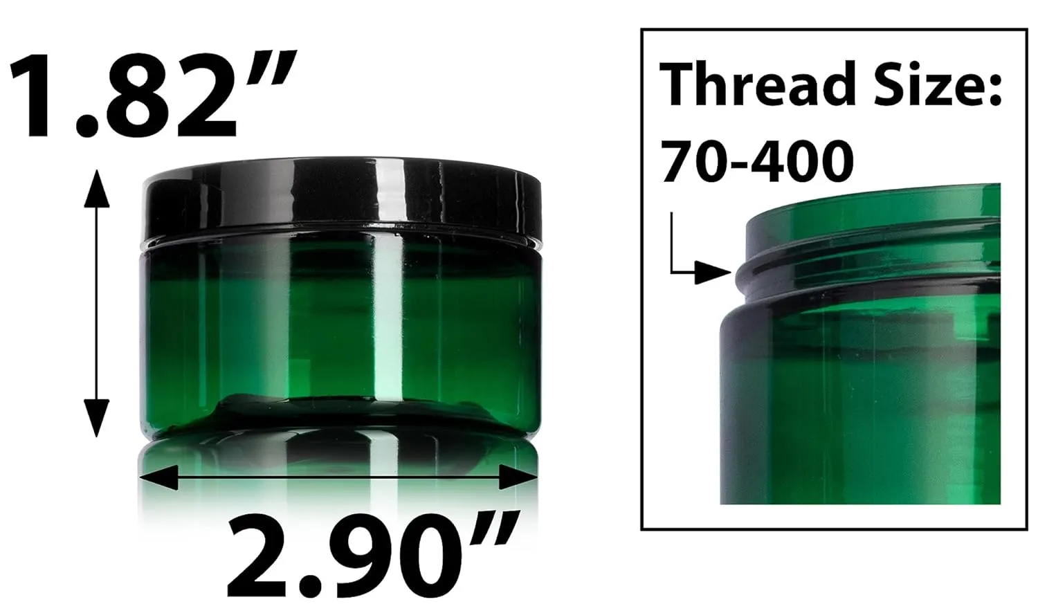 4 oz Green Plastic Low Profile Jar with Black Foam Lined Lid (12 Pack)