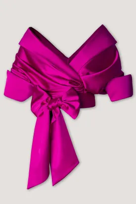 Angelina Satin Shirt In Hot Pink