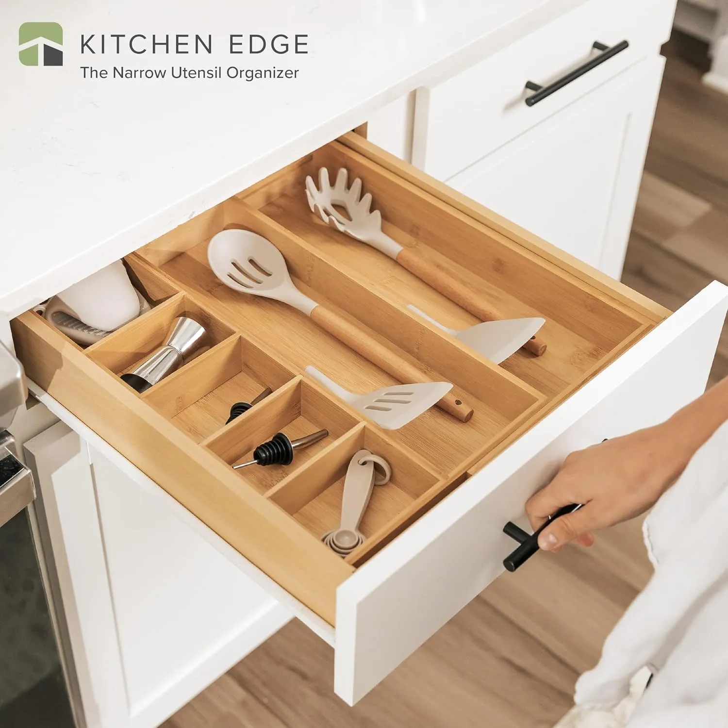Bamboo Drawer Organizer for Utensils & Junk (Expands 10.5-19in)