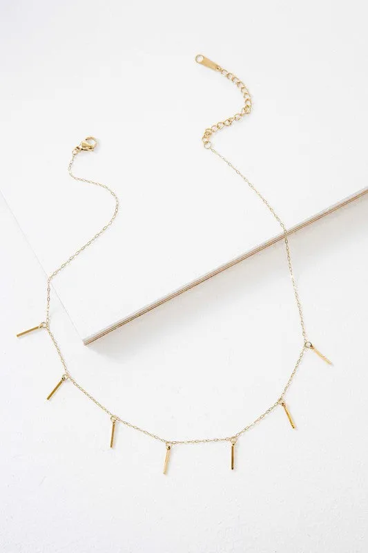 Bar Tassel Drop Necklace Gold