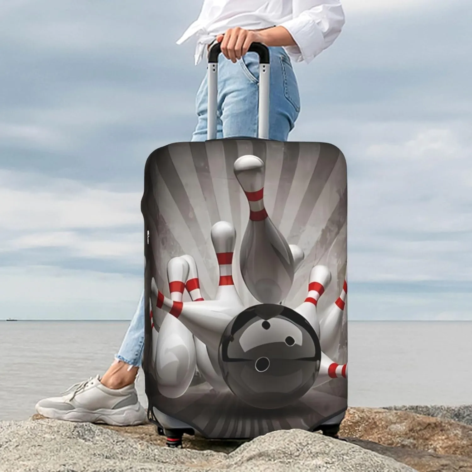 Bowling Ball Travel Luggage Cover Suitcase Protector Bag, Fits 18-32 Inch Luggage, Anti-Scratch Suitcase Sleeve For Kid And Adult,Large