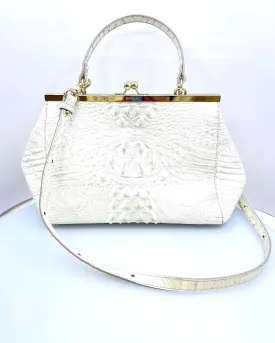 BRAHMIN CROC EMBOSSED LEATHER SATCHEL