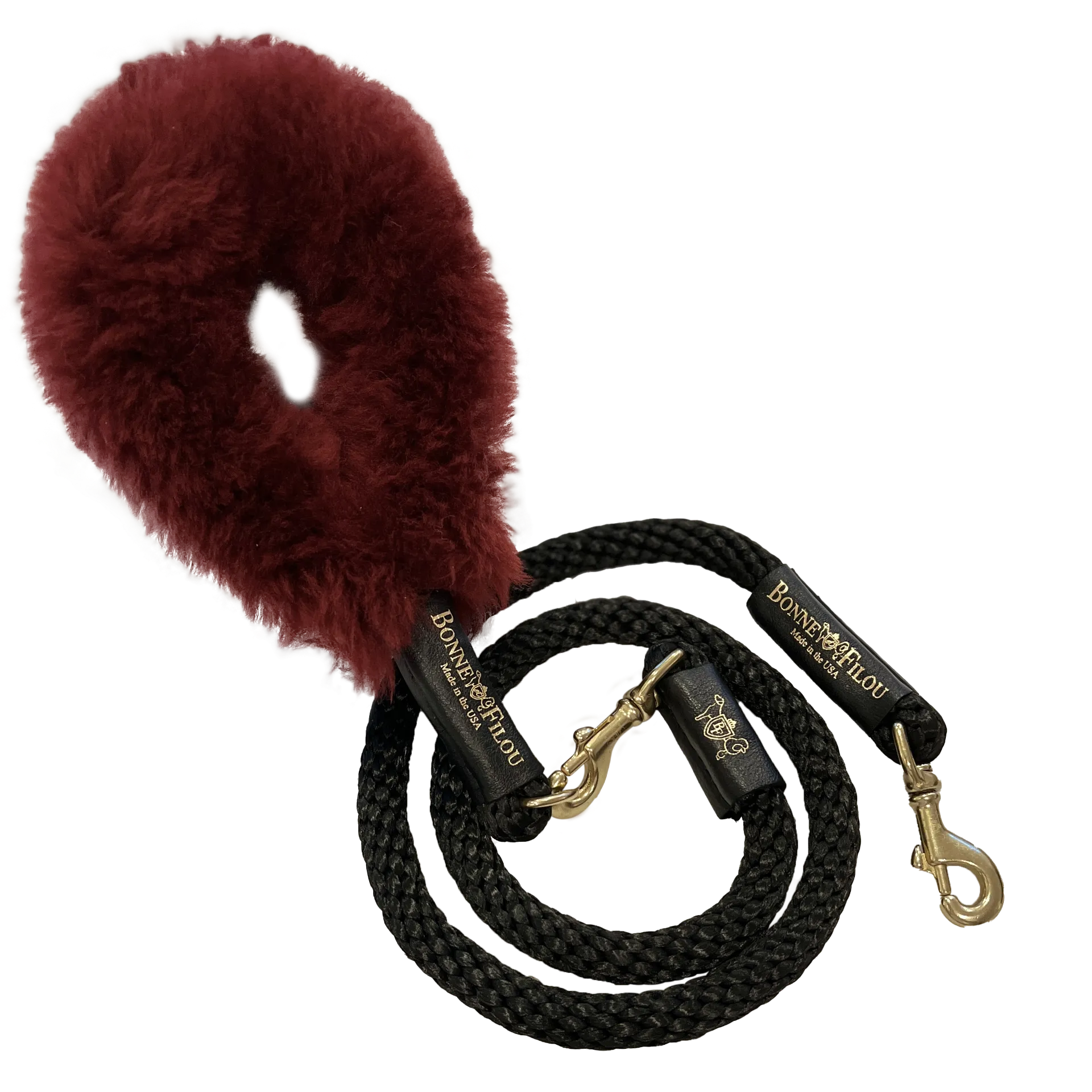 Bundle Shearling Fur Grip   Rope Leash for Dogs - Chic and Functional Dog Walking Accessory