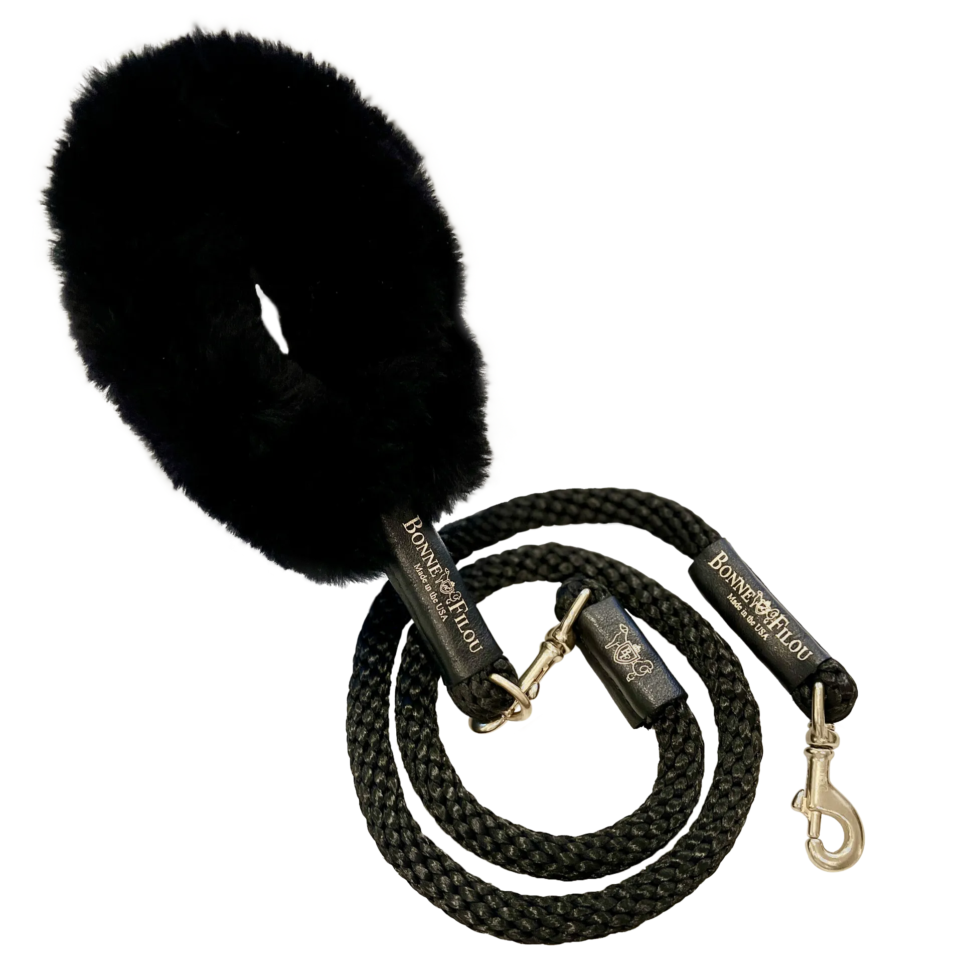 Bundle Shearling Fur Grip   Rope Leash for Dogs - Chic and Functional Dog Walking Accessory