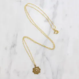 Cheerful Diamond-Set Sunflower Charm Necklace