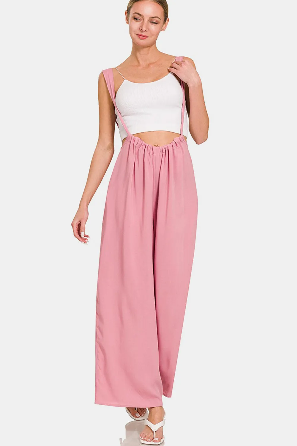 Chic Wide-Leg Overalls with Functional Pockets and Stylish Straps