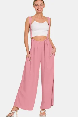 Chic Wide-Leg Overalls with Functional Pockets and Stylish Straps