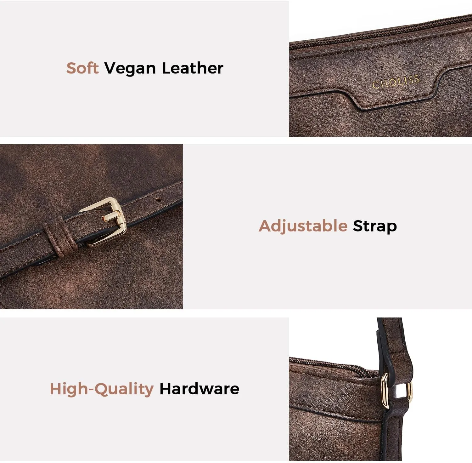 CHOLISS Mini Crossbody Bags for Women, Small Purses for Women with Vegan Leather, Travel Over Shoulder Bag