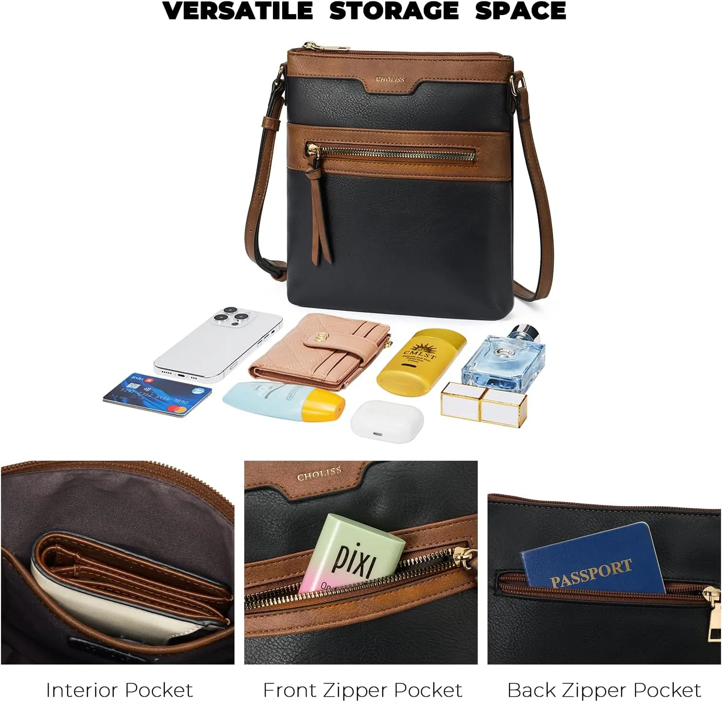 CHOLISS Mini Crossbody Bags for Women, Small Purses for Women with Vegan Leather, Travel Over Shoulder Bag