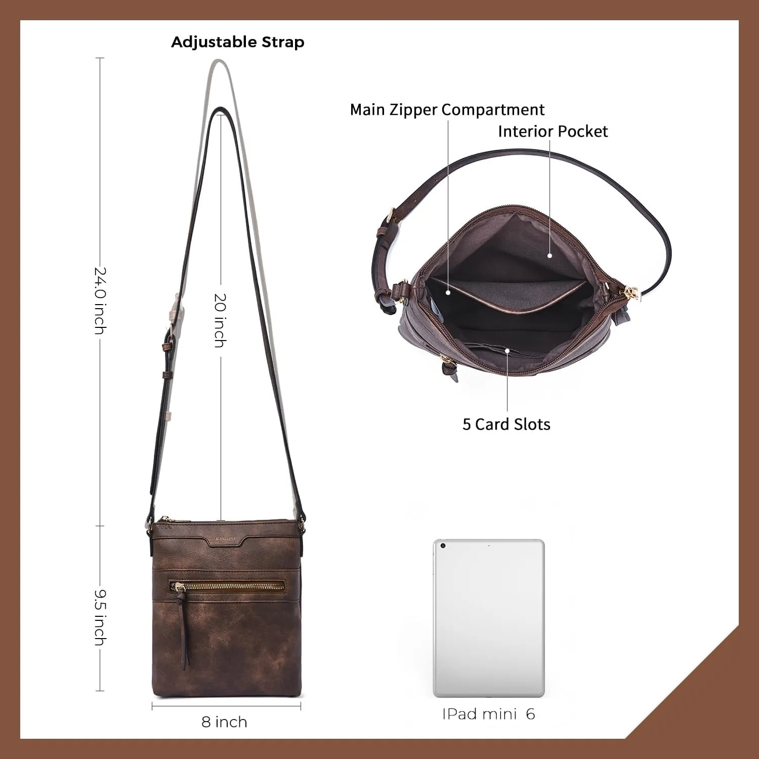 CHOLISS Mini Crossbody Bags for Women, Small Purses for Women with Vegan Leather, Travel Over Shoulder Bag