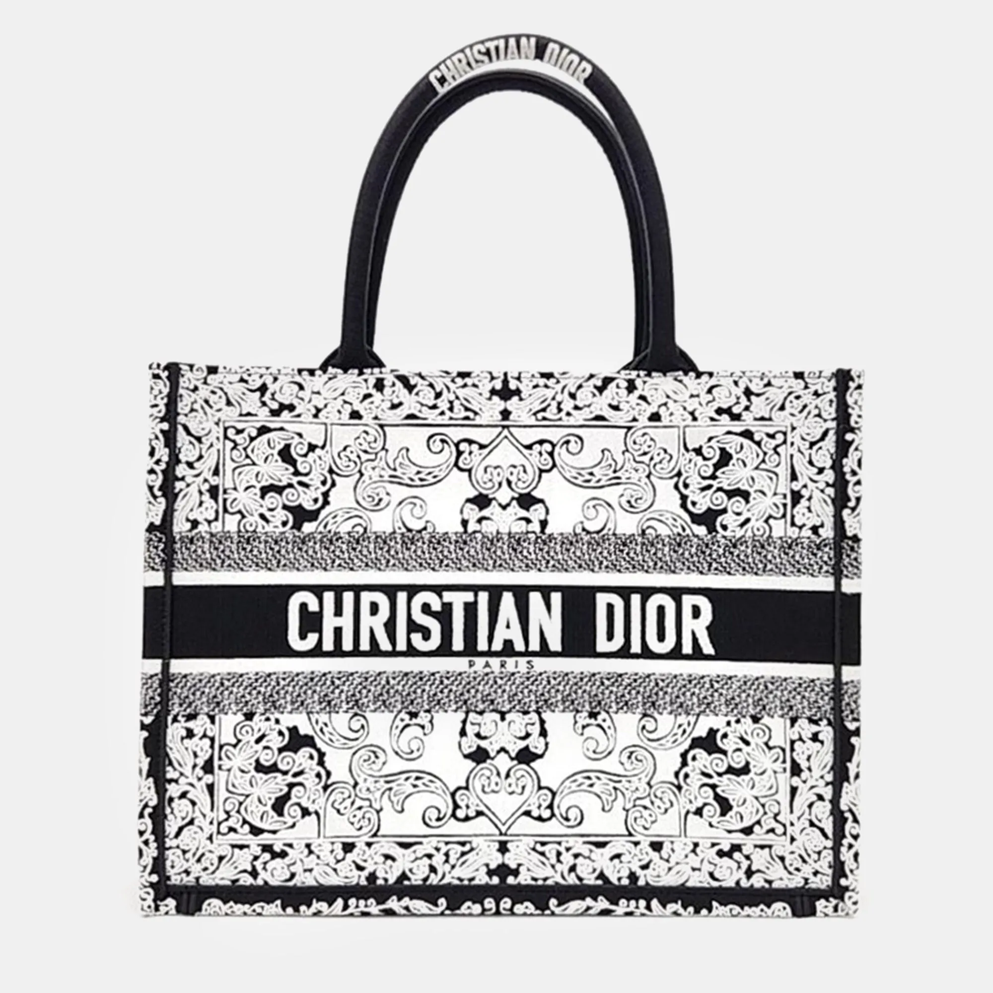 Christian White/Black Canvas Book Tote Bag