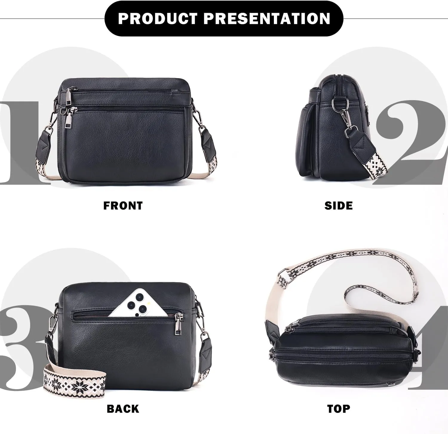 Crossbody Purses for Women Trendy,Vegan Leather Crossbody Bags,Cell Phone Camera Shoulder Handbags with Card Slots