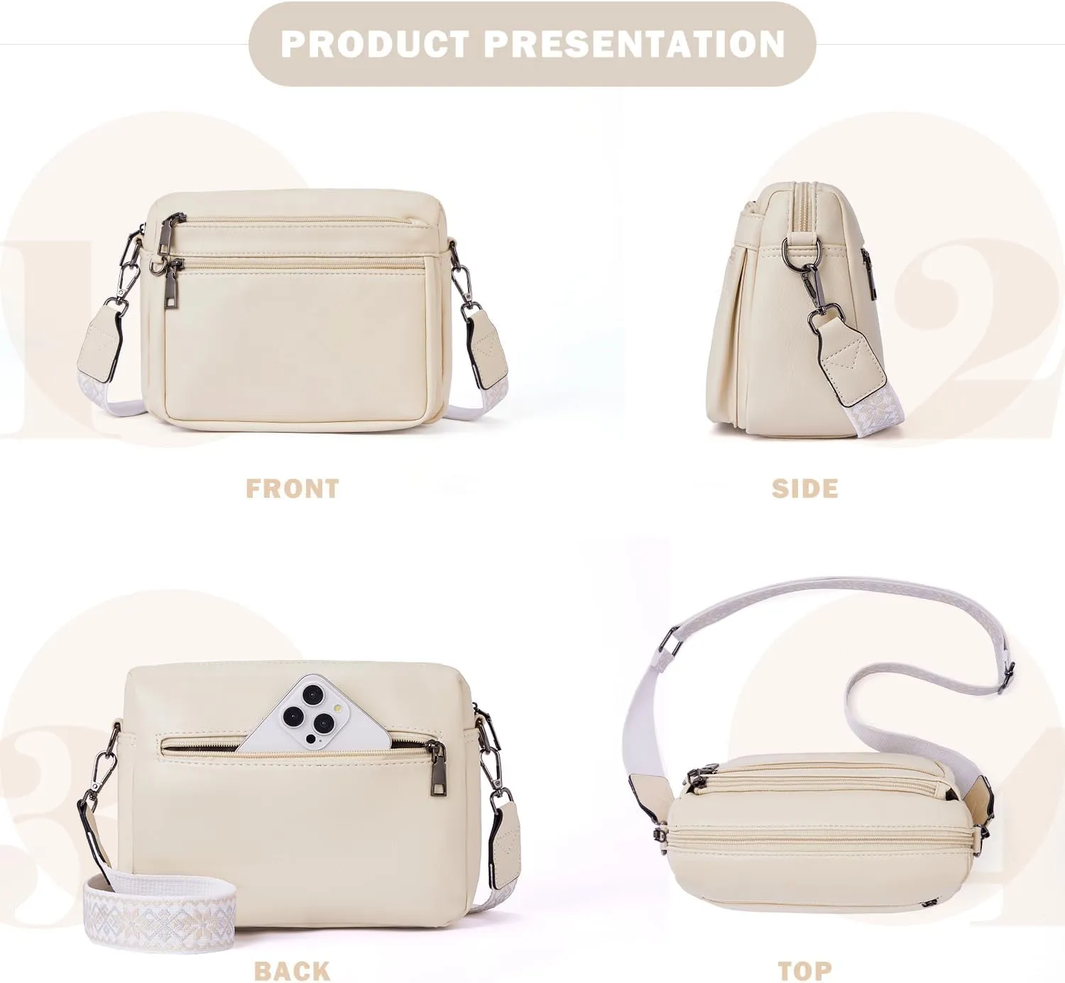 Crossbody Purses for Women Trendy,Vegan Leather Crossbody Bags,Cell Phone Camera Shoulder Handbags with Card Slots