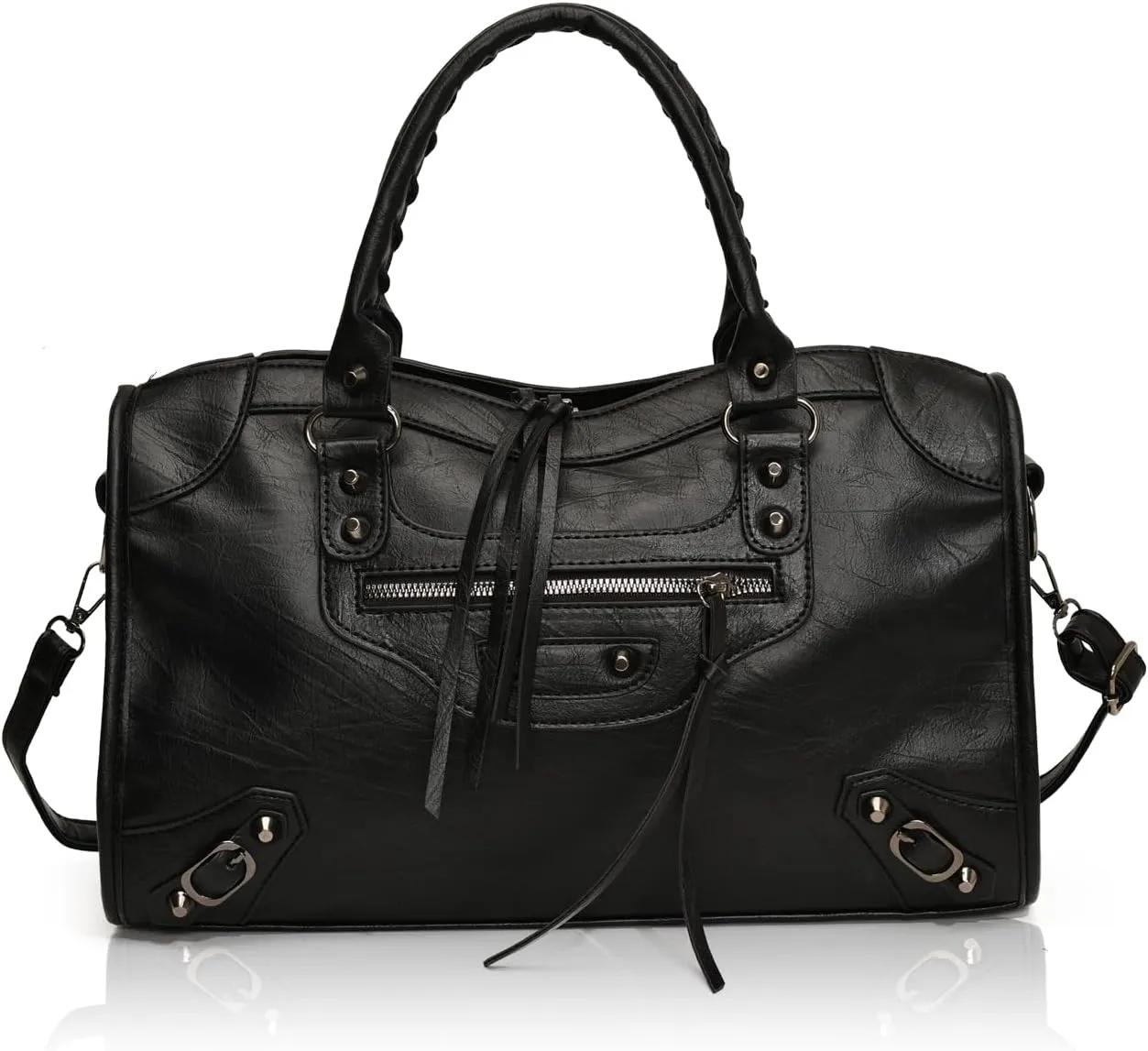 Crossbody Tote Bag for Women  Rivet Studded Hobo Shoulder Purse, Trendy Goth Work Boston Bag