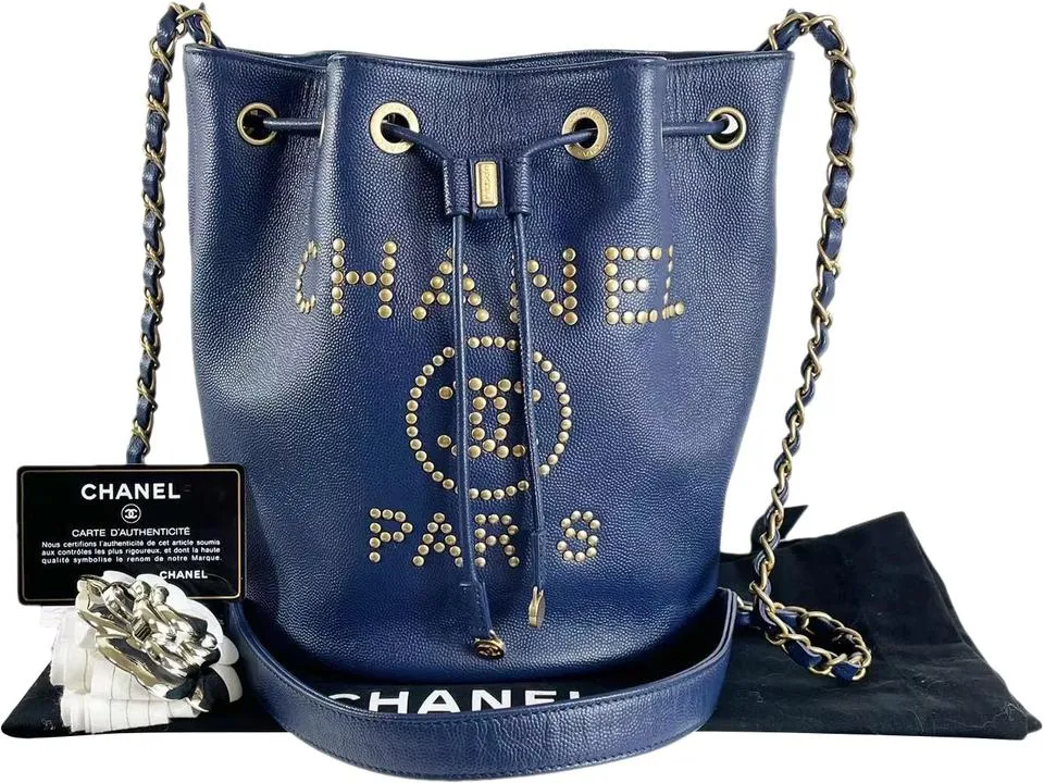 Deauville Drawstring Bucket Crossbody Bag Studded