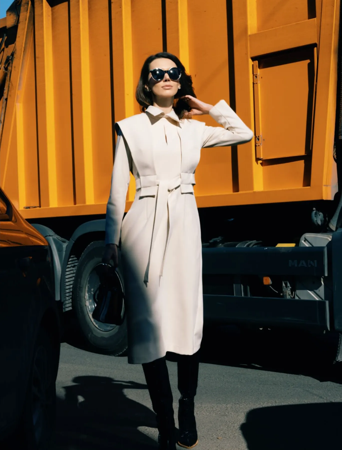 Ecru Fashion Fitted Midi Dress