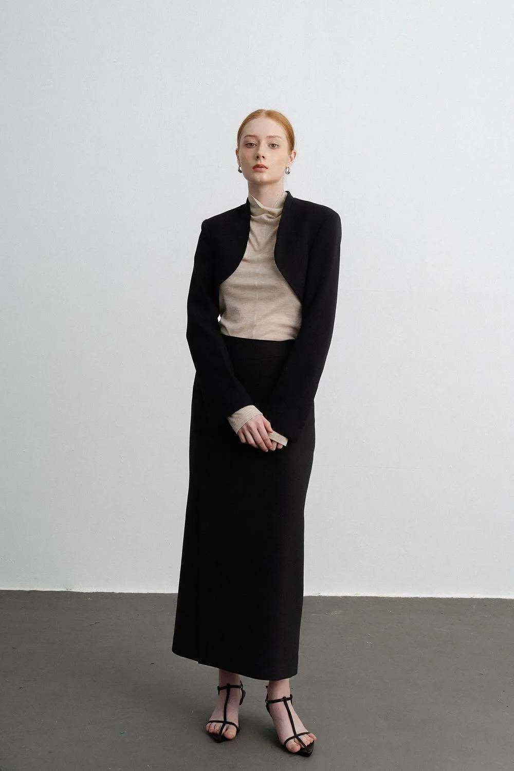 Eleanor Sheath Asymmetric Polycotton Midi Skirt