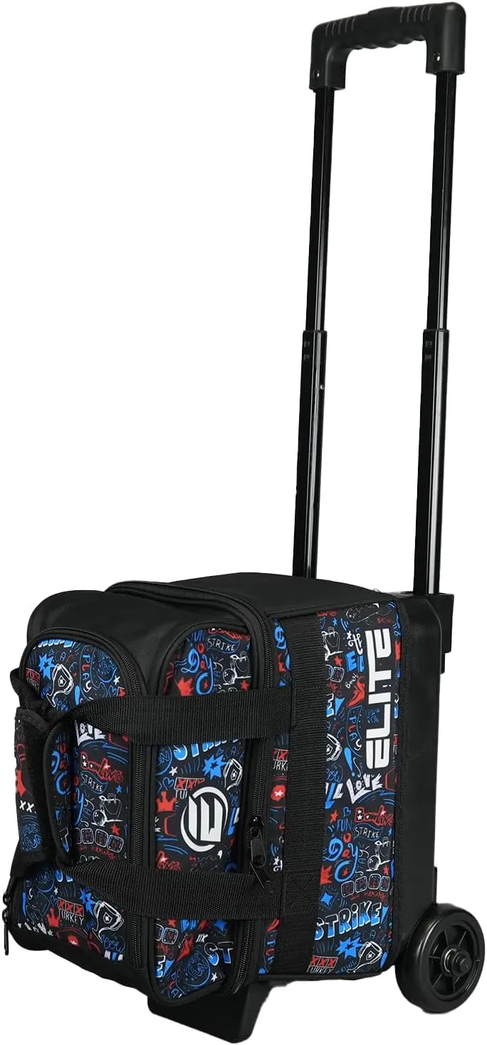 ELITE Basic Single Roller Bowling Ball Bag | Multiple Colors | Fits Up to Size 10.5 Shoes | Compact Design | Bowling Bags With Wheels