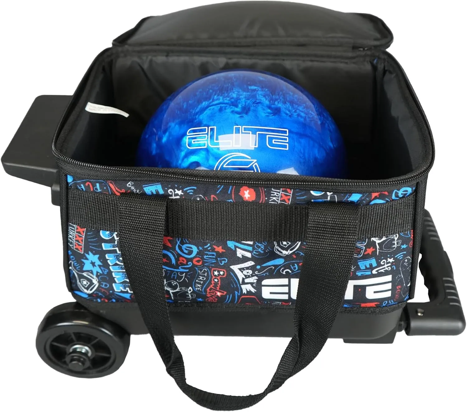 ELITE Basic Single Roller Bowling Ball Bag | Multiple Colors | Fits Up to Size 10.5 Shoes | Compact Design | Bowling Bags With Wheels