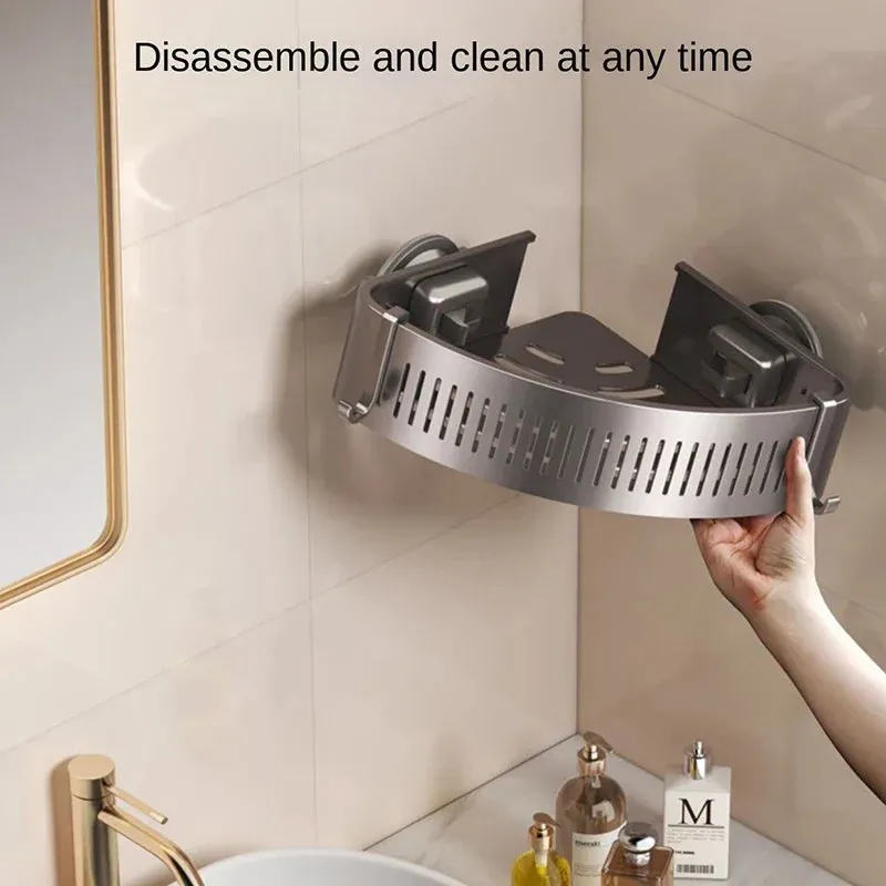 ELMAS Wall-Mounted Aluminum Shower Organizer - No Drill Storage