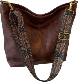 Fashion Hobo Bags for Women Vegan Leather Crossbody Bag with Guitar Strap Shoulder Purses and Handbags