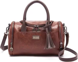 Faux Leather Top Handle Crossbody Handbag - Small Women's Purse