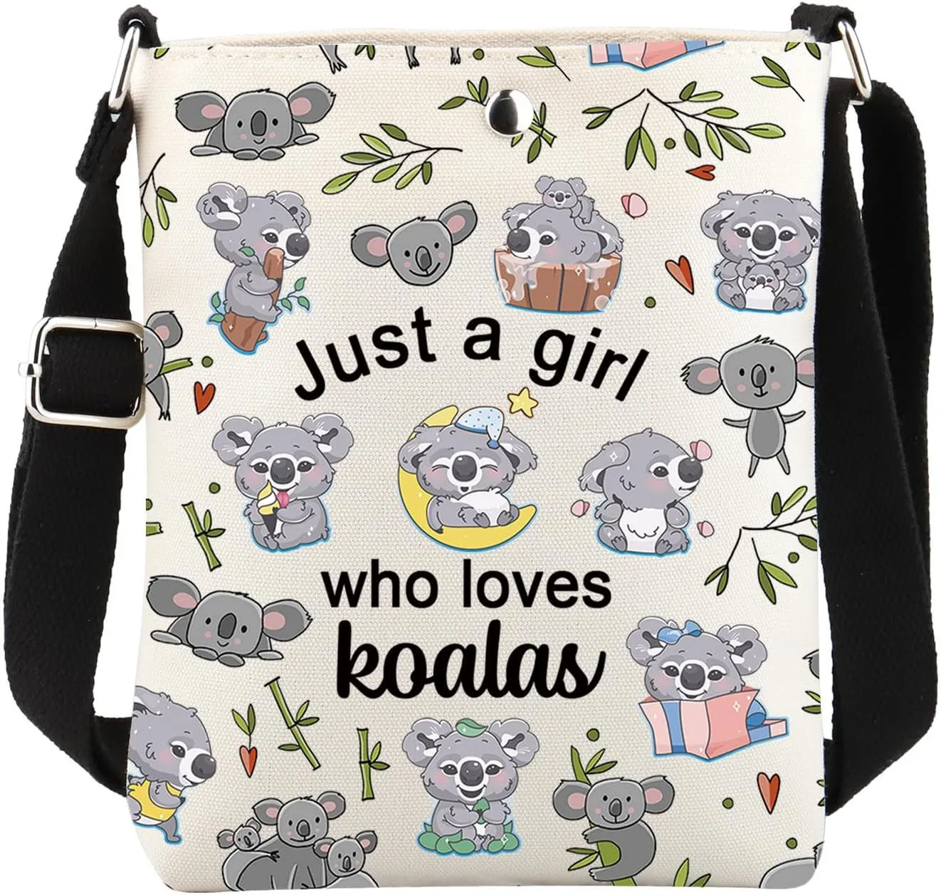 FUSTMW Koala Gifts for Women Koala Crossbody Bag Koala Bear Lover Cross Body Bucket Bag with Adjustable Shoulder Strap