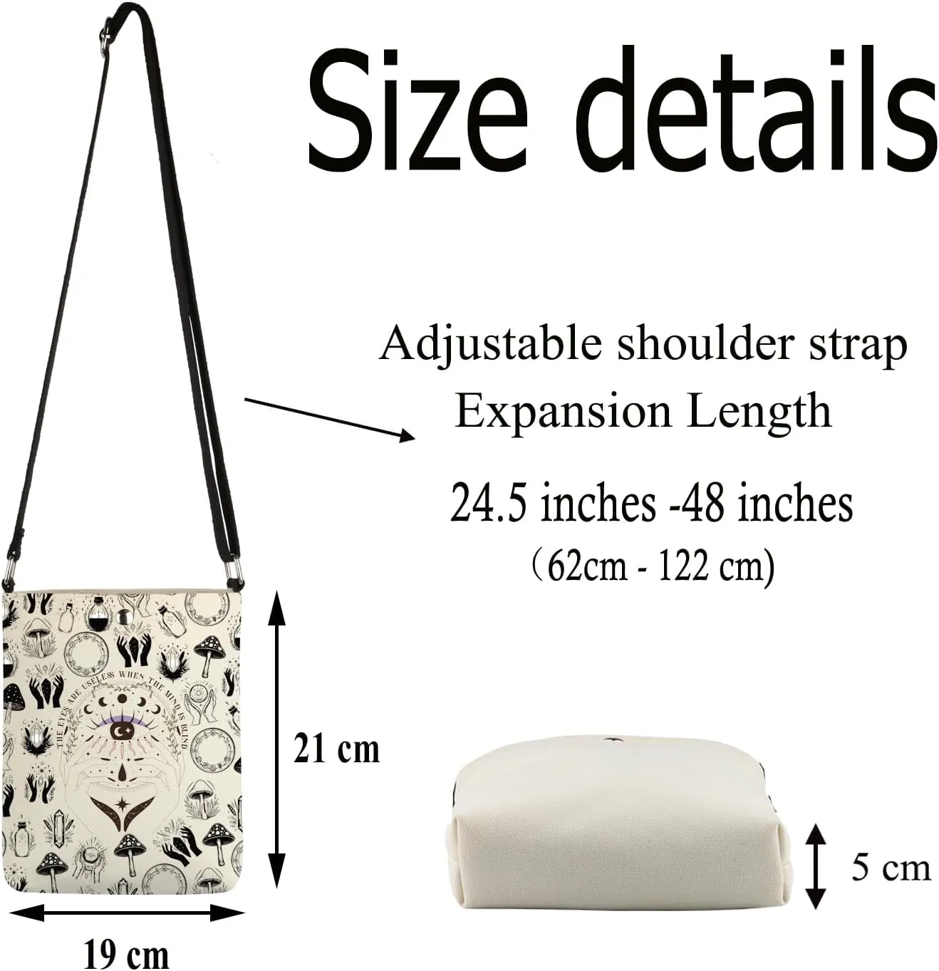 FUSTMW Witch Crossbody Bag - Lover Gifts for Witches - Cross Body Bucket Bag with Adjustable Shoulder Strap