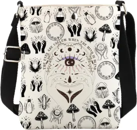 FUSTMW Witch Crossbody Bag - Lover Gifts for Witches - Cross Body Bucket Bag with Adjustable Shoulder Strap