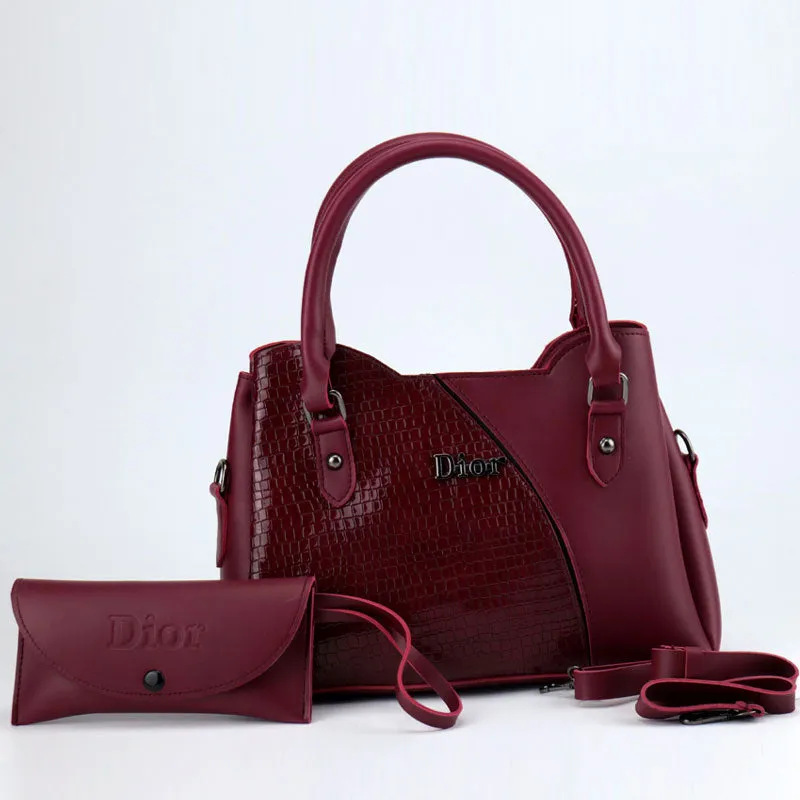 Glossy 2 in 1 Functional Women's Leather Handbag and Wallet #22