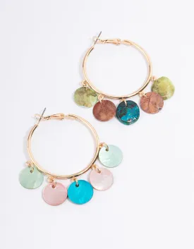 Gold Disc Hoop Earrings