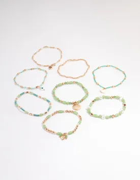 Gold Mixed Bead Irregular Pearl Bracelet Pack