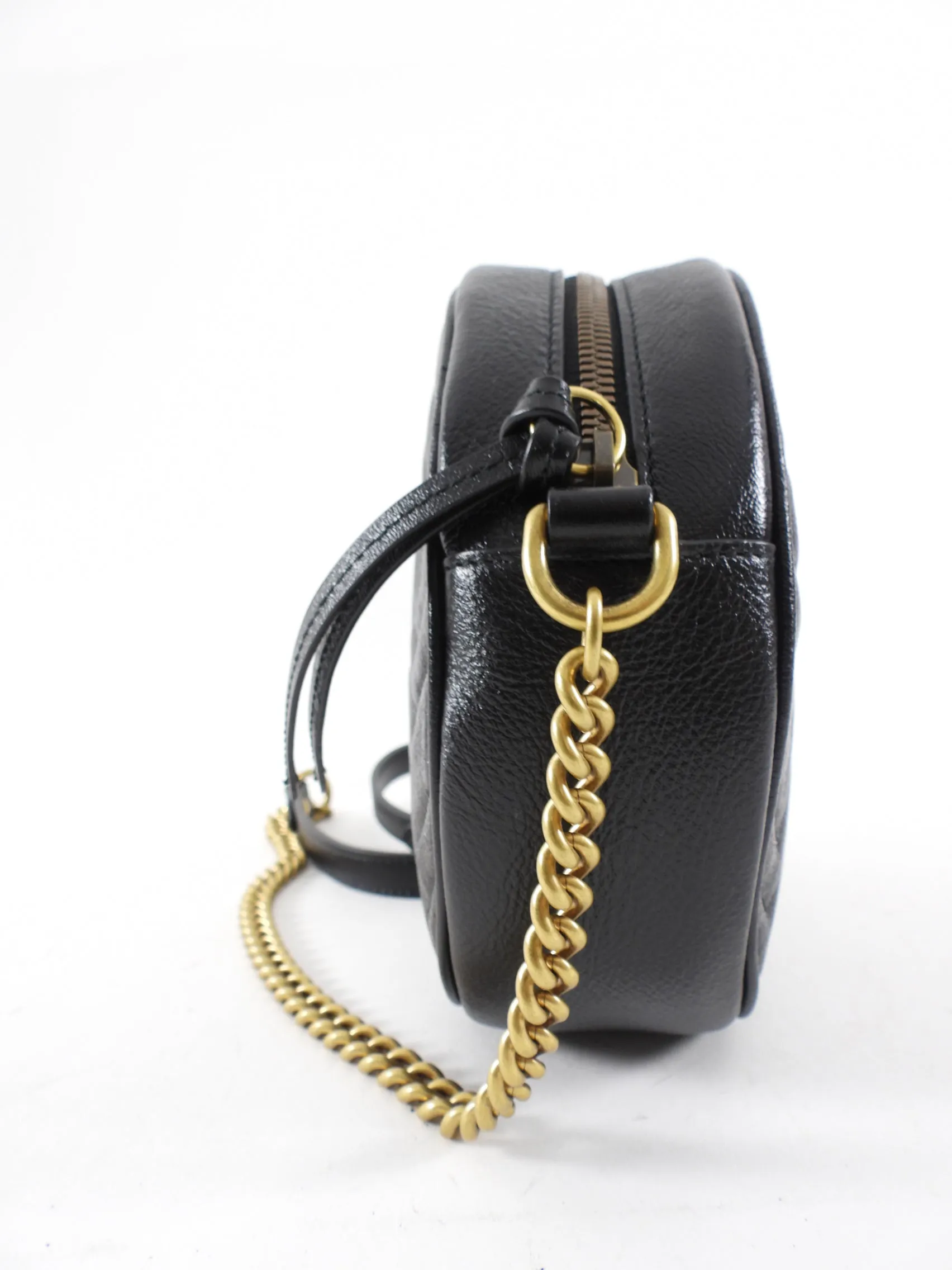 Gucci Black Quilted Leather Round Marmont Crossbody Bag