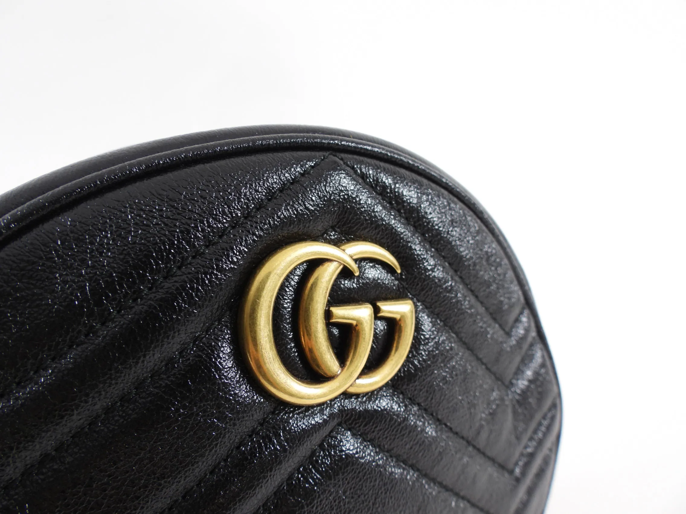 Gucci Black Quilted Leather Round Marmont Crossbody Bag