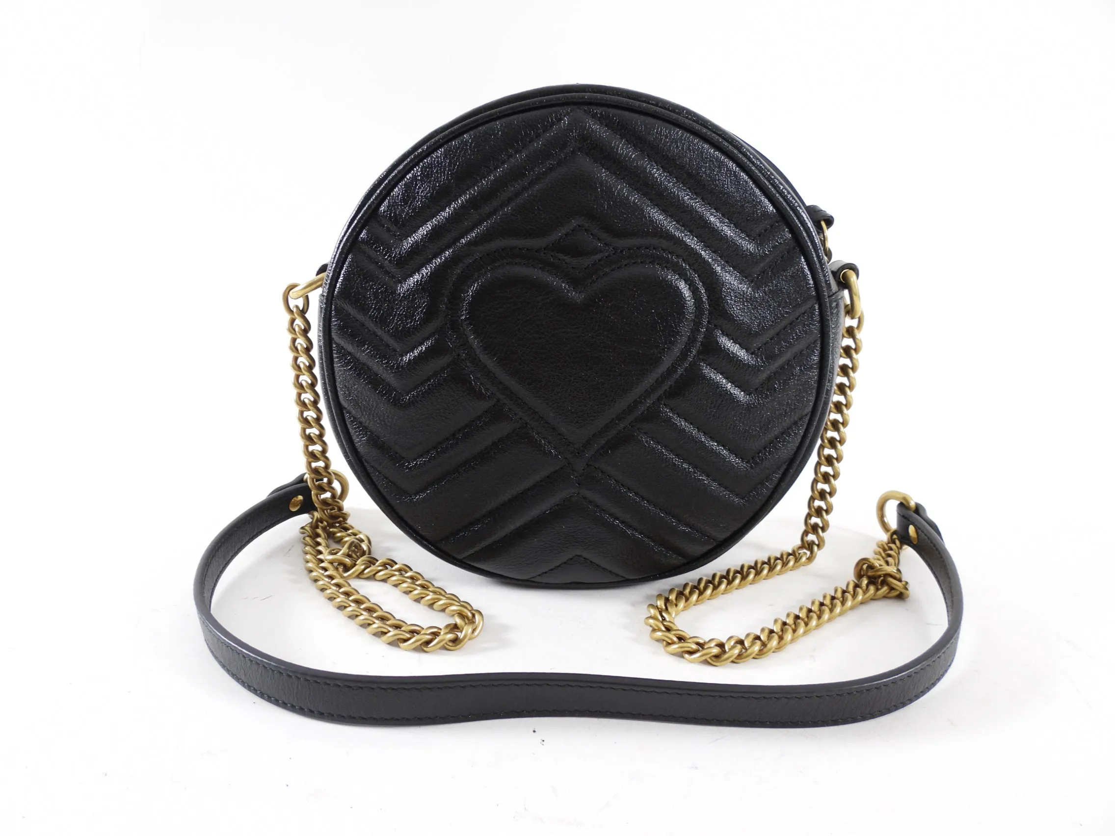 Gucci Black Quilted Leather Round Marmont Crossbody Bag