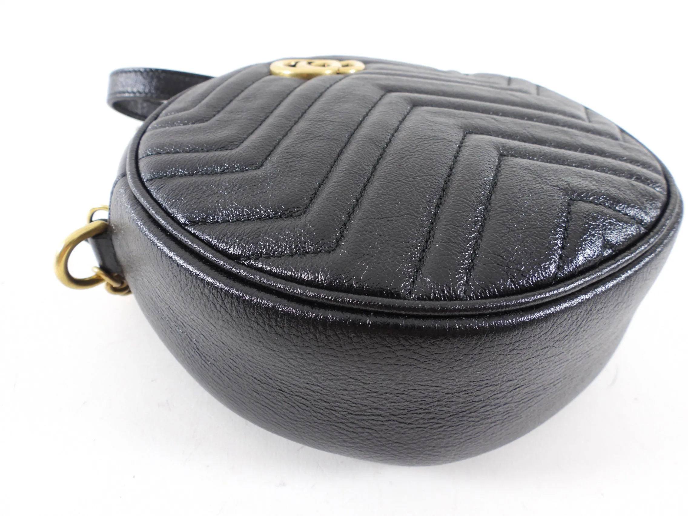 Gucci Black Quilted Leather Round Marmont Crossbody Bag