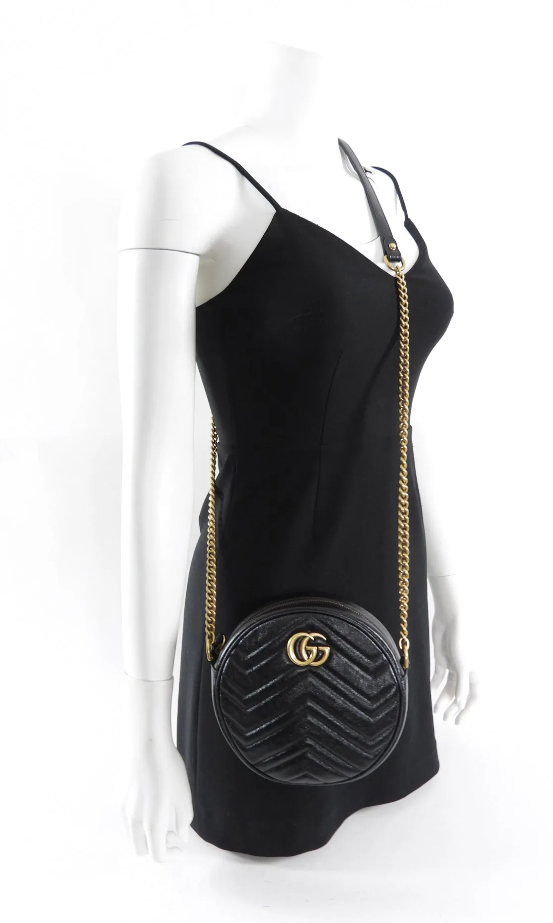 Gucci Black Quilted Leather Round Marmont Crossbody Bag
