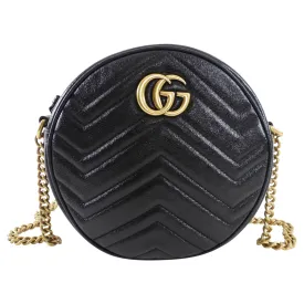 Gucci Black Quilted Leather Round Marmont Crossbody Bag