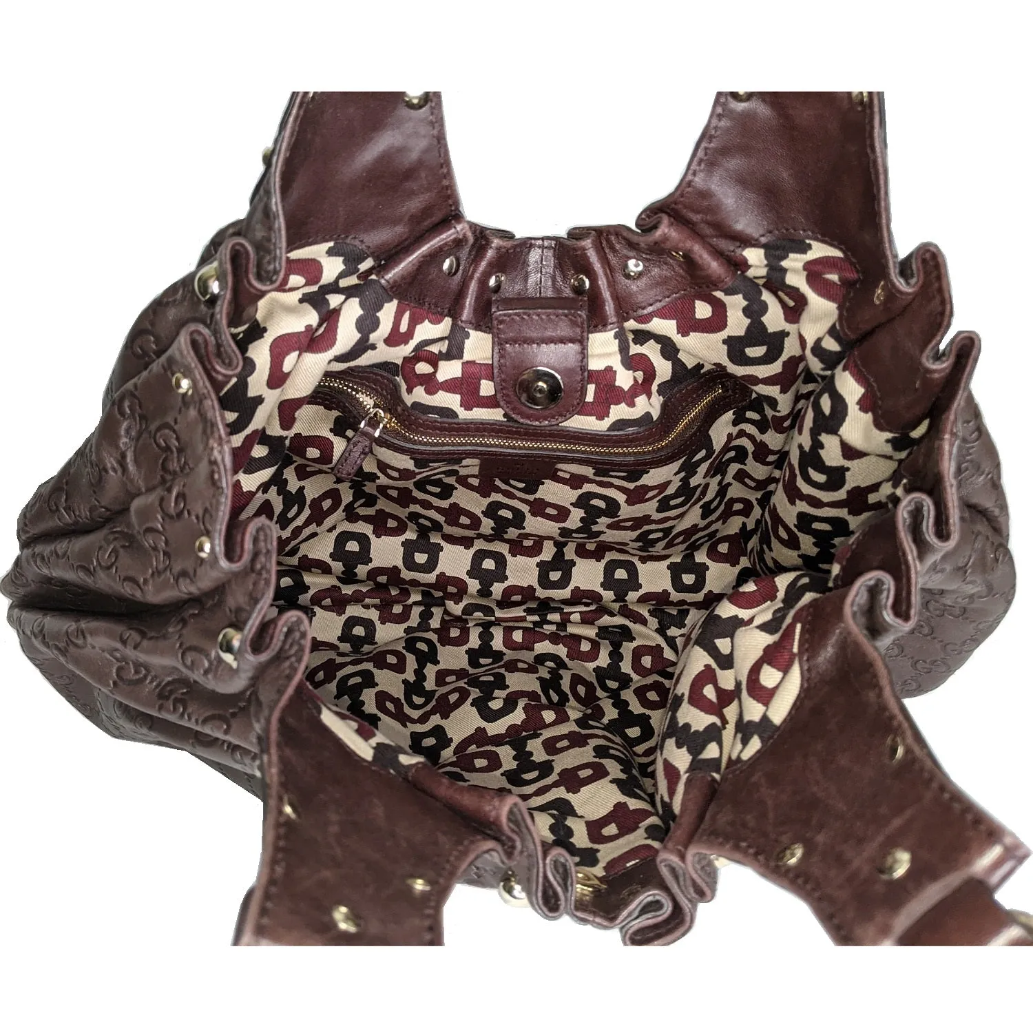 Gucci Brown Guccissima Leather Studded Pelham Tote