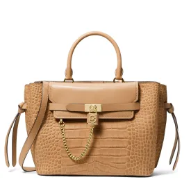 Hamilton Legacy Large Crocodile Embossed Leather Belted Satchel