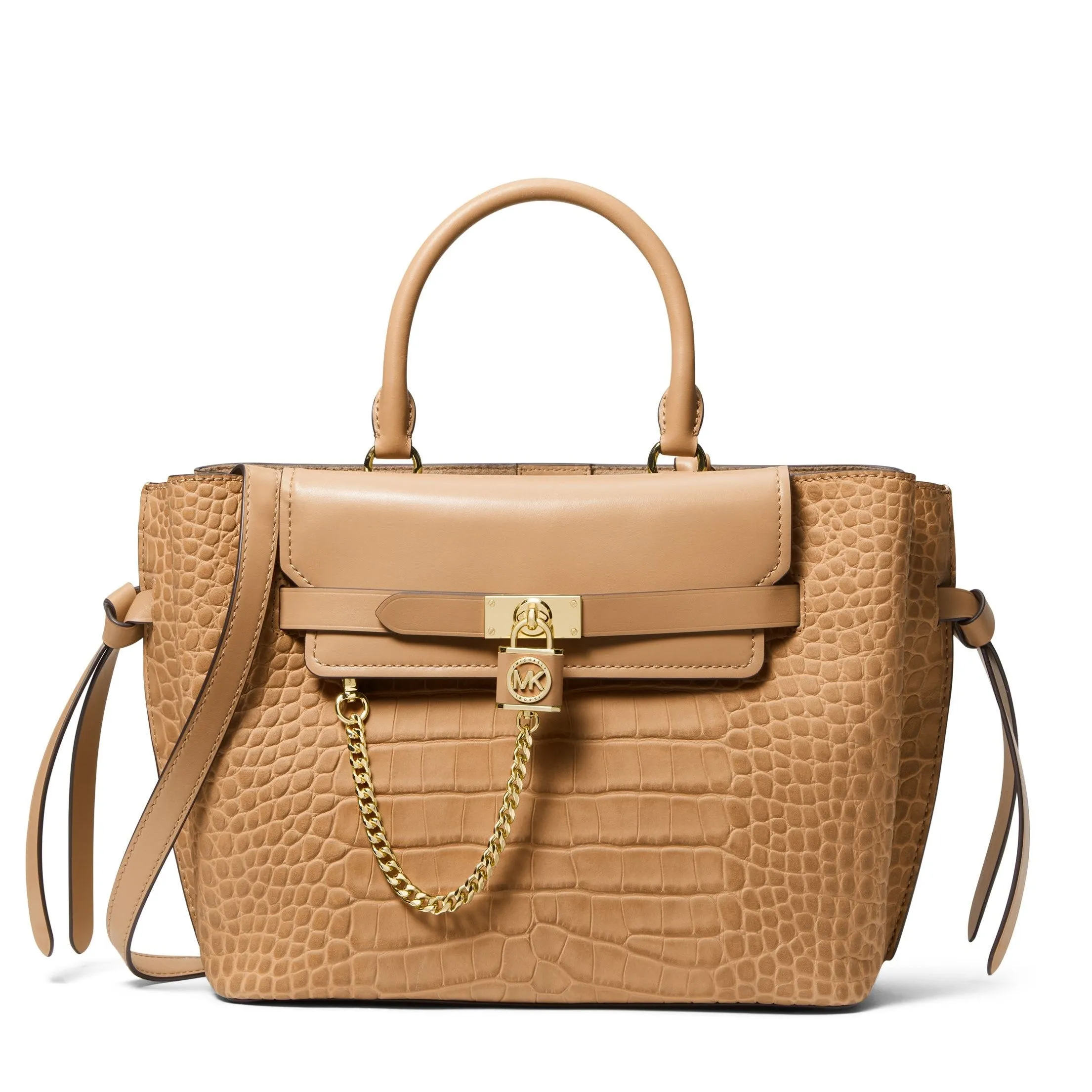 Hamilton Legacy Large Crocodile Embossed Leather Belted Satchel