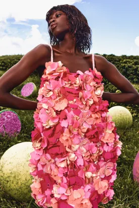 Hand-Beaded 3D Flower Mini Dress