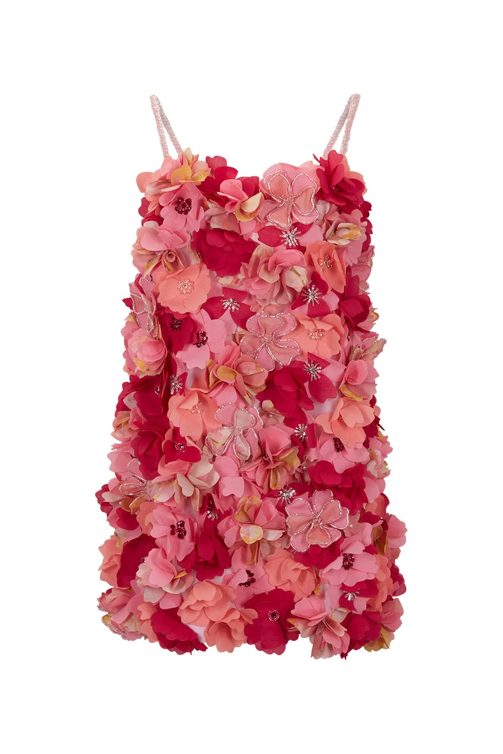 Hand-Beaded 3D Flower Mini Dress