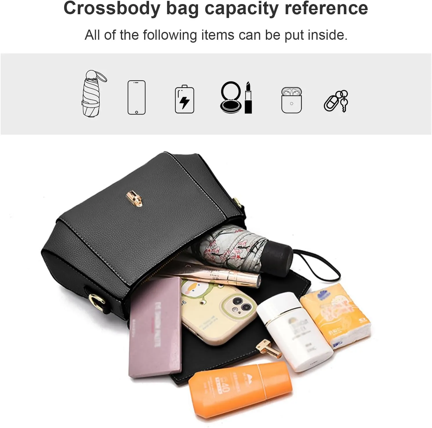 imeetu Genuine Leather Crossbody Bag for Women, Tote Bag Removable Shoulder Strap