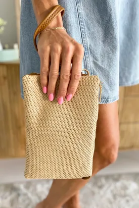 Izzy Straw Woven Crossbody w/ Vegan Leather Strap