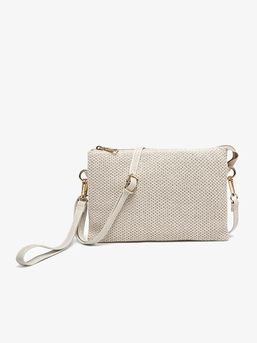 Izzy Straw Woven Crossbody w/ Vegan Leather Strap