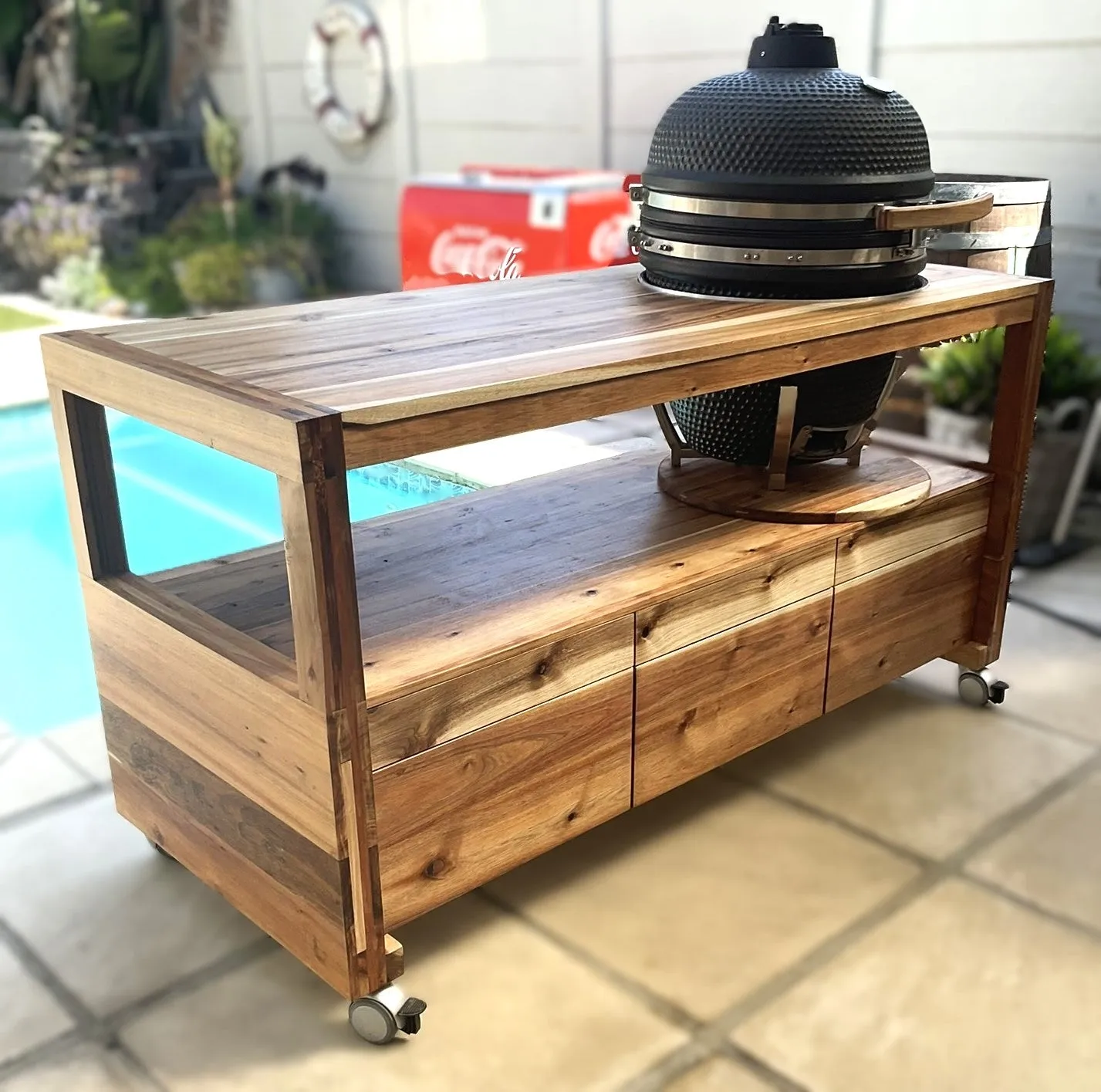 Kamado Cart Cabinette Table Stylish & Functional Locally Crafted
