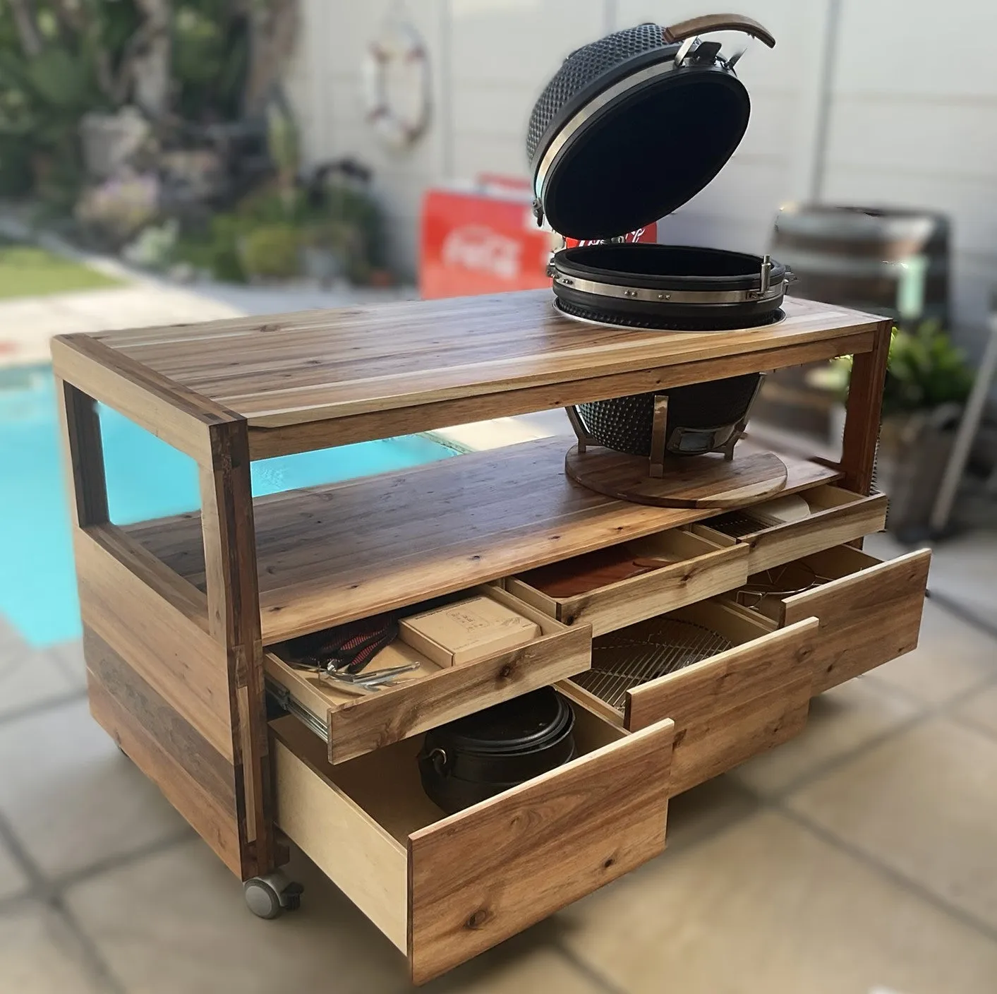Kamado Cart Cabinette Table Stylish & Functional Locally Crafted