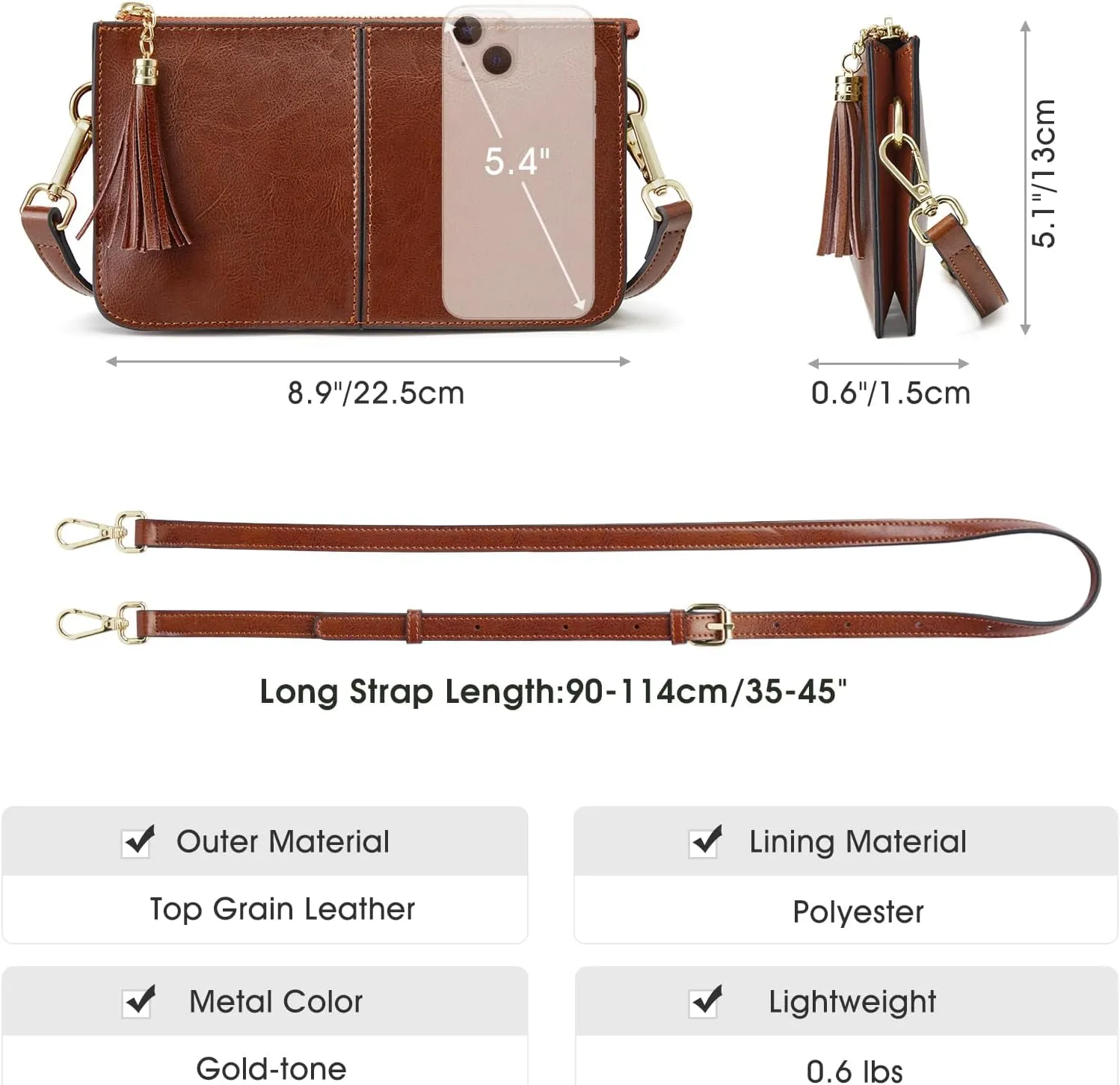 Kattee Leather Crossbody Bags for Women Trendy, Small Shoulder Purses and Handbags with Adjustable Strap