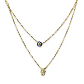 Layered Evil Eye Hamsa Necklace